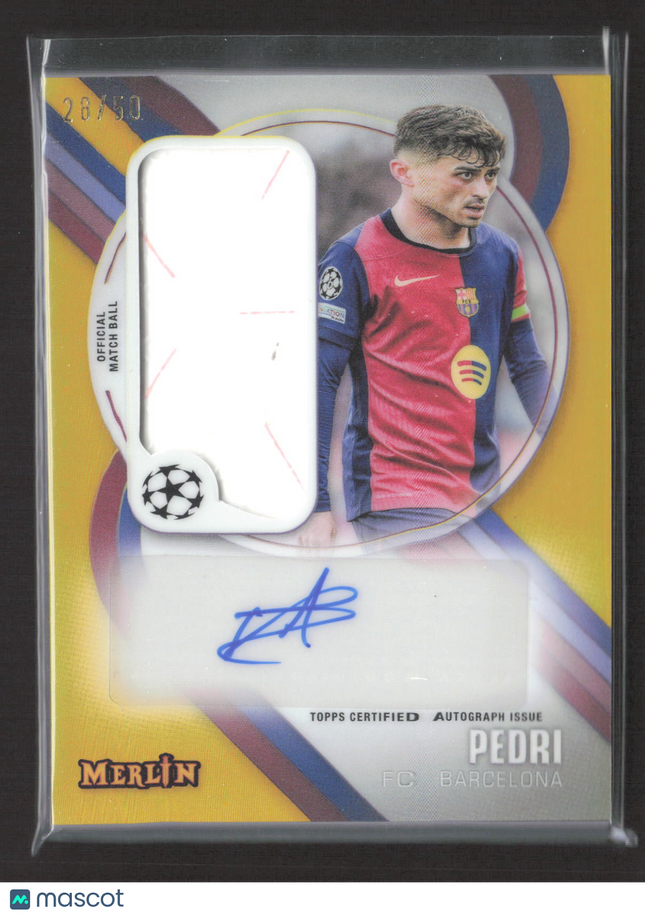 2025 Topps Merlin Pedri #MBS-PE Gold Official Match Ball 28/50 Auto