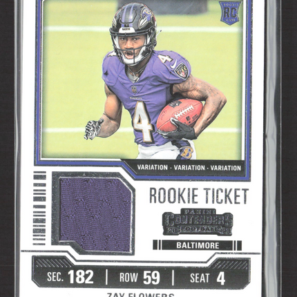 2023 Panini Contenders Zay Flowers Variation Jersey Patch RC Rookie Ticket