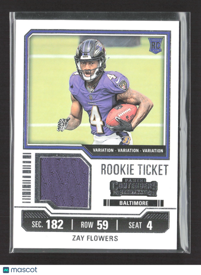 2023 Panini Contenders Zay Flowers Variation Jersey Patch RC Rookie Ticket