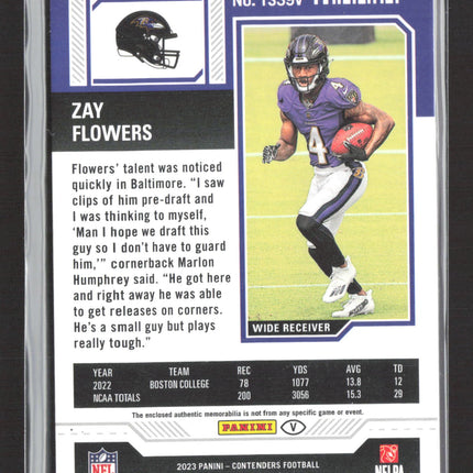 2023 Panini Contenders Zay Flowers Variation Jersey Patch RC Rookie Ticket