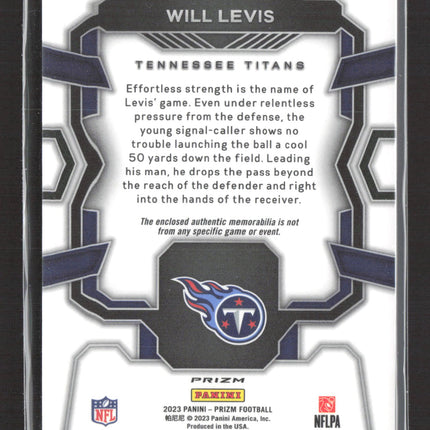 2023 Panini Prizm Rookie Gear Will Levis #RG-WL Pink RC Jersey
