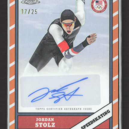 2026 Topps Chrome U.S. Olympics 1986 Jordan Stolz #86TA-JS Orange 17/25 Auto