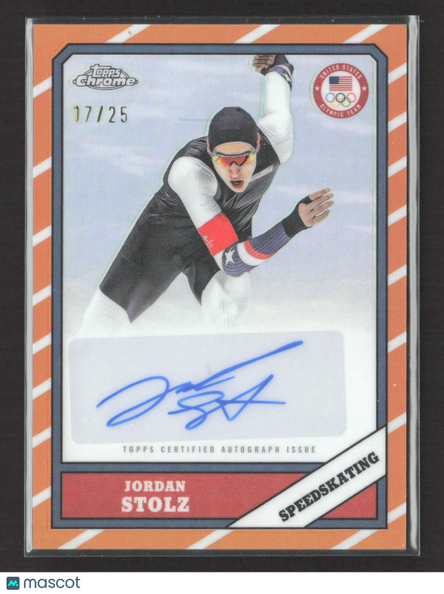 2026 Topps Chrome U.S. Olympics 1986 Jordan Stolz #86TA-JS Orange 17/25 Auto