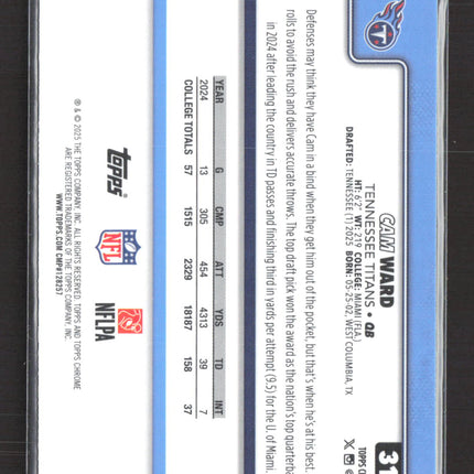 2025 Topps Chrome Cam Ward #314 RC