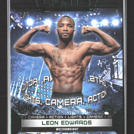 2024 Topps UFC Knockout Lights Camera Action Leon Edwards #LTS-9 Green 2/5