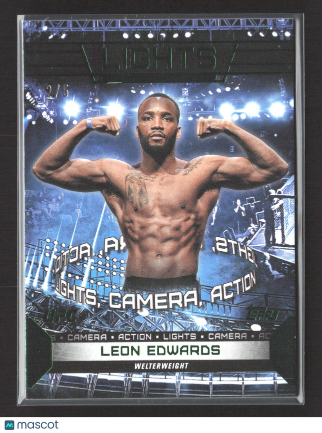 2024 Topps UFC Knockout Lights Camera Action Leon Edwards #LTS-9 Green 2/5