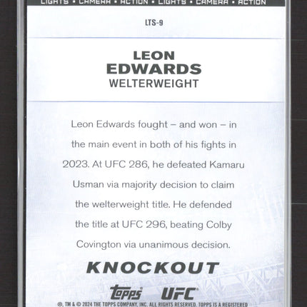 2024 Topps UFC Knockout Lights Camera Action Leon Edwards #LTS-9 Green 2/5