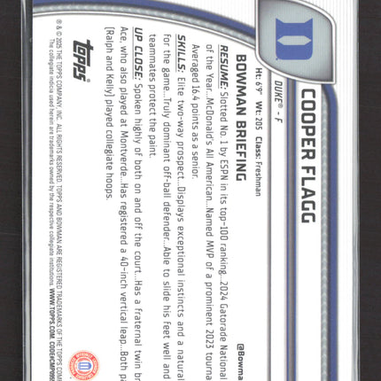 2024 Bowman Chrome University Cooper Flagg #16 X-Fractor