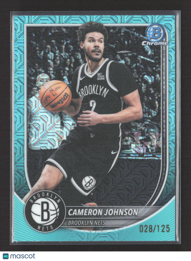2025 Topps Bowman Chrome Cameron Johnson #BCV-61 Aqua Mojo Refractor 028/125