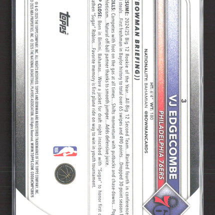 2025 Topps Bowman VJ Edgecombe #3 RC