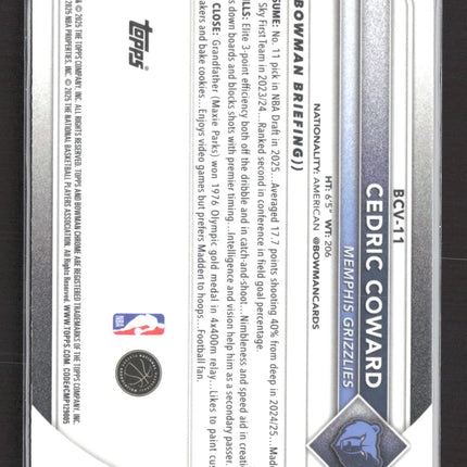 2025 Topps Bowman Chrome University Cedric Coward #BCV-11 RC