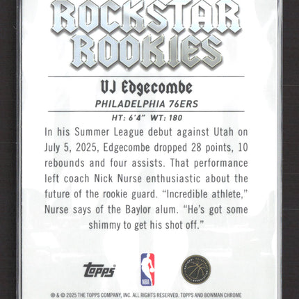 2025 Bowman Chrome Rockstar Rookies VJ Edgecombe #RR-3 RC