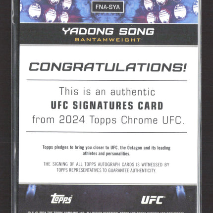 2024 Topps Chrome UFC Yadong Song #FNA-SYA Red Auto /5