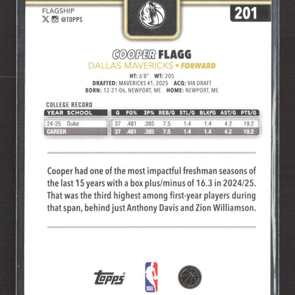 2025 Topps Flagship Cooper Flagg #201 Blackout RC