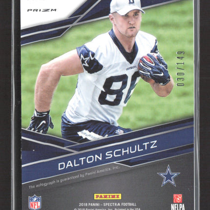 2018 Panini Spectra Prizm Dalton Schultz #197 Neon Blue RC 030/149 Auto