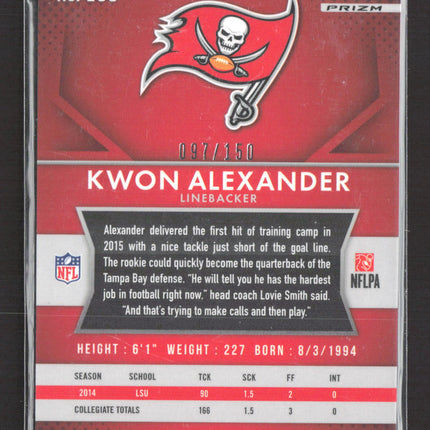 2015 Panini Prizm Kwon Alexander #259 Blue Wave RC 097/150