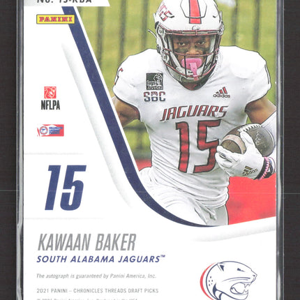 2021 Panini Chronicles Threads Draft Picks Kawaan Baker #TS-KBA RC Auto