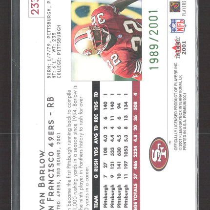 2001 Fleer Premium Kevan Barlow #233 Green 1989/2001