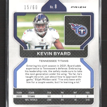 2021 Panini Prizm Kevin Byard #8 Orange Wave 15/60