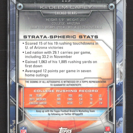 2014 Topps Strata Ka'Deem Carey #119 Green 04/50 Auto