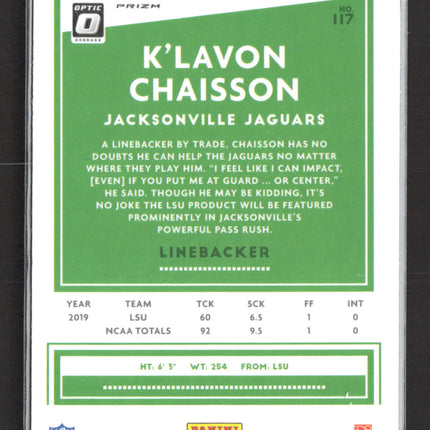 2020 Panini Donruss Optic Holo K'Lavon Chaisson #117 RC