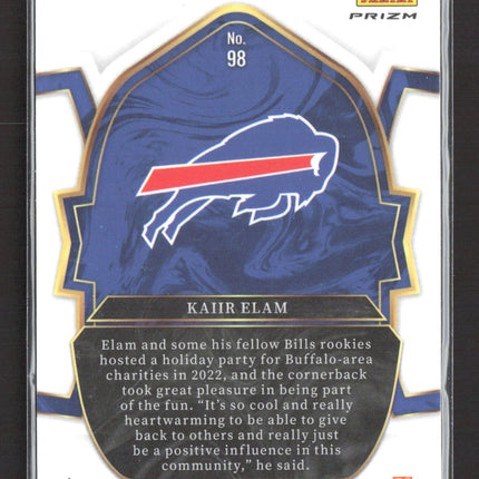 2023 Panini Select Concourse Kaiir Elam #98 Silver Prizm RC