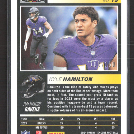 2025 Panini Encore Pinnacle Kyle Hamilton #19 105/150