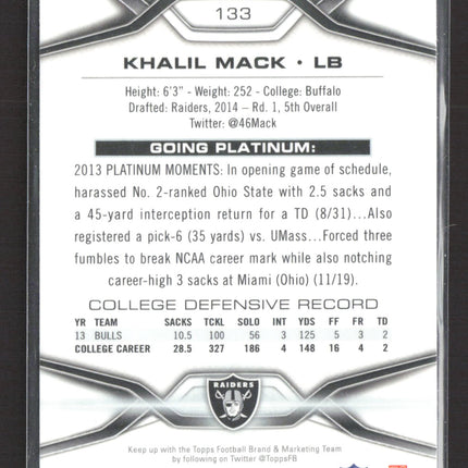 2014 Topps Platinum Khalil Mack #133 RC