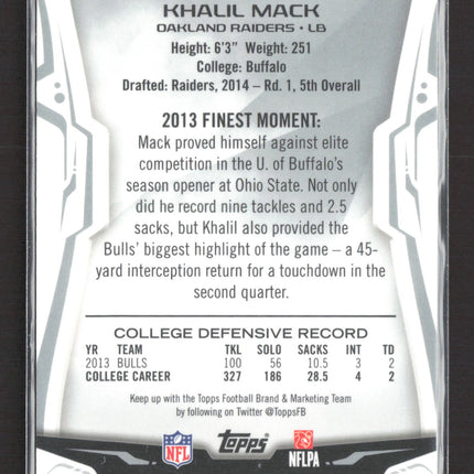 2014 Topps Finest Khalil Mack #119 RC