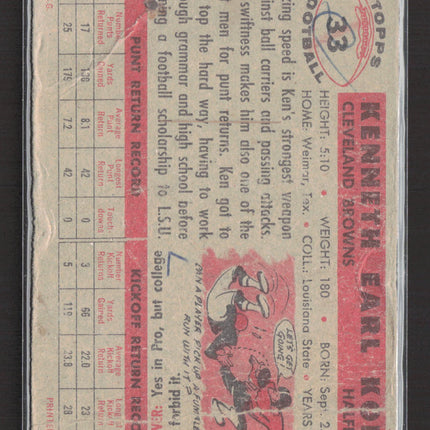 1955 Topps Football Ken Konz #33