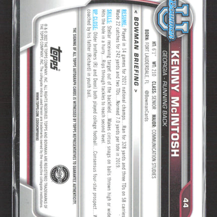 2022 Bowman University Kenny McIntosh #44 Auto