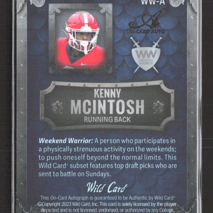 2023 Wild Card Matte Weekend Warrior Kenny McIntosh #WW-A Auto