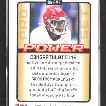 2021 Leaf Pro Set Power Ga'Quincy McKinstry #BA-GM2 RC Auto