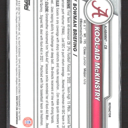 2023 Topps Bowman University Chrome Kool-Aid McKinstry #70 Refractor