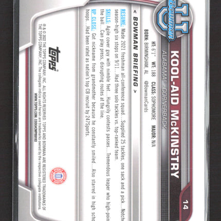 2022 Topps Bowman University Kool-Aid McKinstry #14