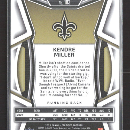 2023 Panini Certified Kendre Miller #183 002/325 RC