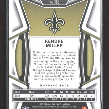 2023 Panini Certified Football Kendre Miller #183 RC 159/275