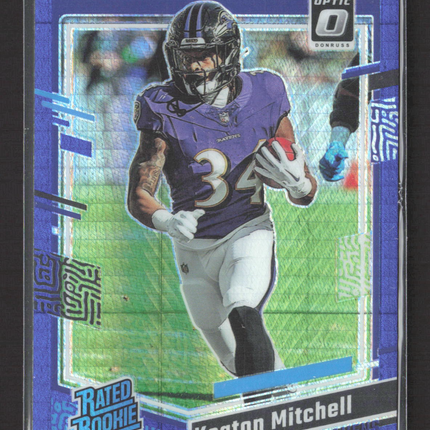 2023 Panini Donruss Optic Rated Rookie Keaton Mitchell #207 Blue Hyper