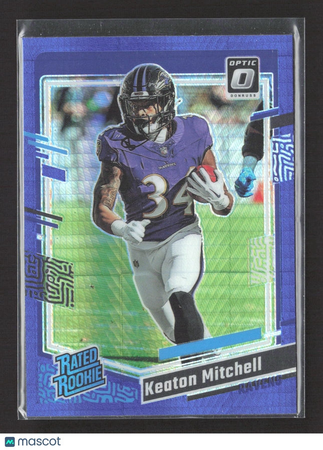 2023 Panini Donruss Optic Keaton Mitchell #207 Blue Hyper