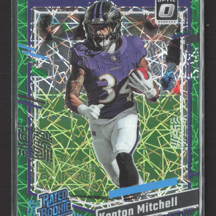 2023 Panini Donruss Optic Prizm Keaton Mitchell #207 Green Velocity
