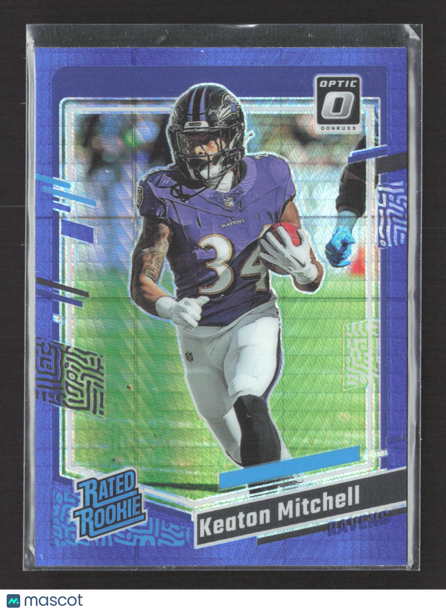2023 Panini Donruss Optic Mosaic Keaton Mitchell #207 Blue Hyper