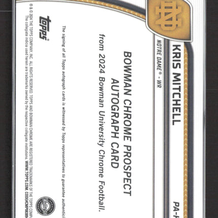 2024 Bowman University Chrome Football Kris Mitchell #PA-KMI 1st Bowman Auto