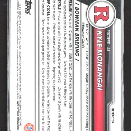 2023 Bowman Chrome University Kyle Monangai #163 Refractor