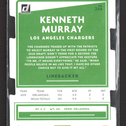 2020 Panini Donruss Football Kenneth Murray #266 Press Proof Blue 51/75