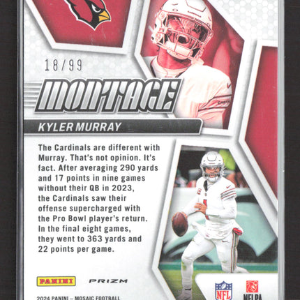 2024 Panini Mosaic Montage Kyler Murray #M-6 Blue 18/99