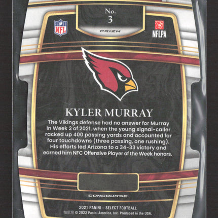 2022 Panini Select Concourse Kyler Murray #3 Silver Prizm