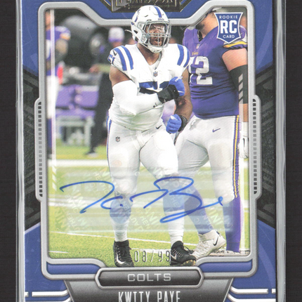 2021 Panini Playbook Football Kwity Paye #148 08/99 RC Auto