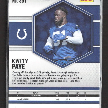 2021 Panini Mosaic Prizm Kwity Paye #351 Blue Reactive RC