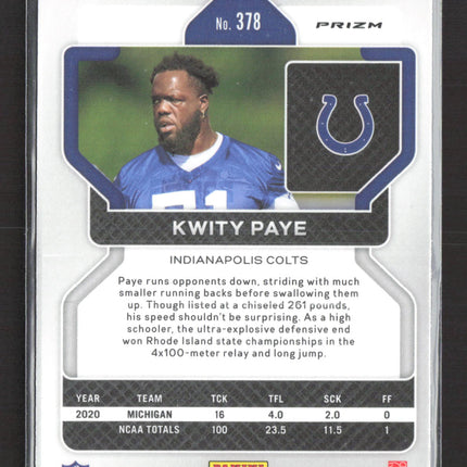 2021 Panini Prizm Kwity Paye #378 Pink RC