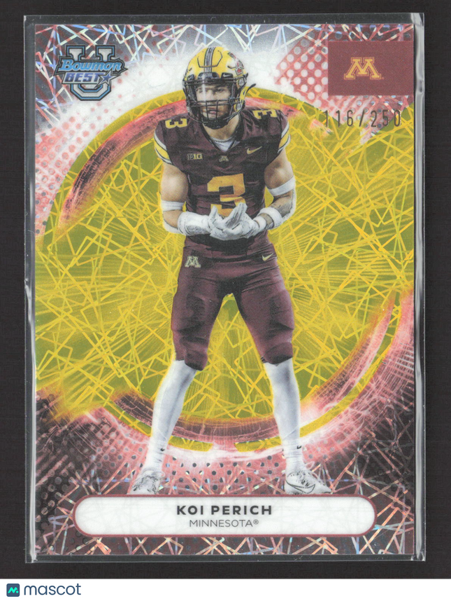 2025 Topps Bowman University Best Koi Perich #84 Yellow Refractor 116/250